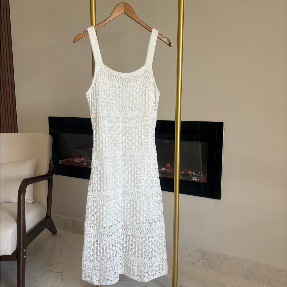 BCX White Crochet Midi Dress